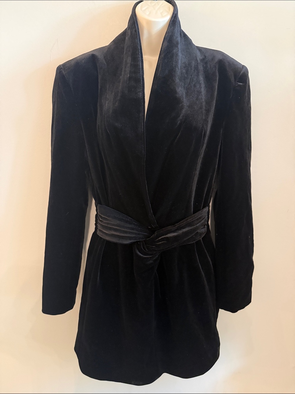 Zara Black Velvet Tie-Waist Mini Dress